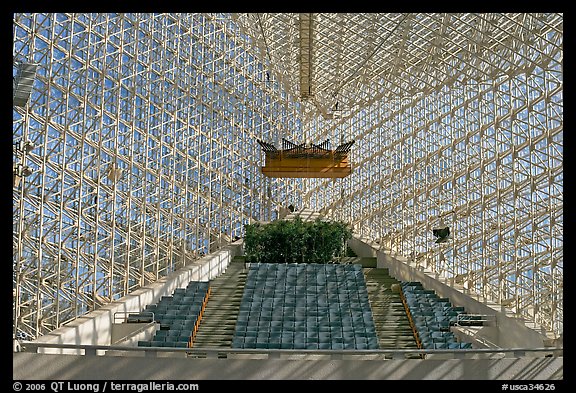 Interior detail of the Crystal Cathedral. Garden Grove, Orange County, California, USA (color)