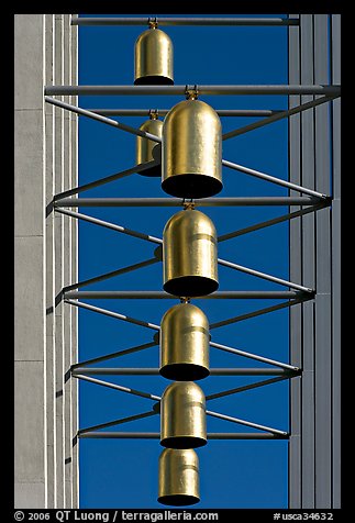 Close up of Bells of  the Crystal Cathedral campus. Garden Grove, Orange County, California, USA