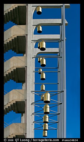 Bells in the Crystal Cathedral campus. Garden Grove, Orange County, California, USA