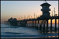 The 1853 ft Huntington Pier at sunset. Huntington Beach, Orange County, California, USA (color)