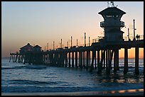 The 1853 ft Huntington Pier at sunset. Huntington Beach, Orange County, California, USA