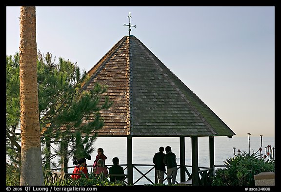 Gazebo overlooking the ocean. Laguna Beach, Orange County, California, USA