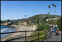 Women pushing babies in strollers in Heisler Park, above Picnic Beach. Laguna Beach, Orange County, California, USA