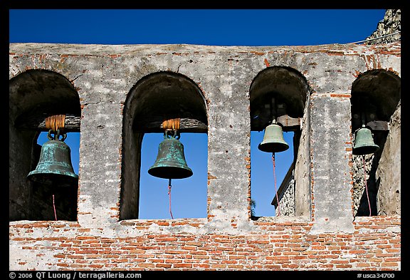 Bell Wall. San Juan Capistrano, Orange County, California, USA (color)