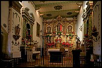 Altar and baroque retablo in the Serra Chapel. San Juan Capistrano, Orange County, California, USA (color)