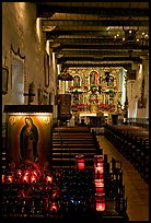 Inside of original mission chapel, constructed in 1782. San Juan Capistrano, Orange County, California, USA