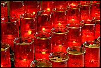 Red candles outside the Serra Chapel. San Juan Capistrano, Orange County, California, USA (color)