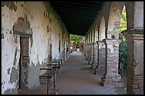 Corridor around the central courtyard. San Juan Capistrano, Orange County, California, USA (color)