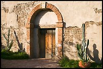 Cactus, and weathered facade. San Juan Capistrano, Orange County, California, USA (color)