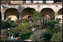 Garden in the entrance courtyard. San Juan Capistrano, Orange County, California, USA