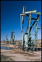 Oil pumping machines, San Ardo Oil Field. California, USA (color)