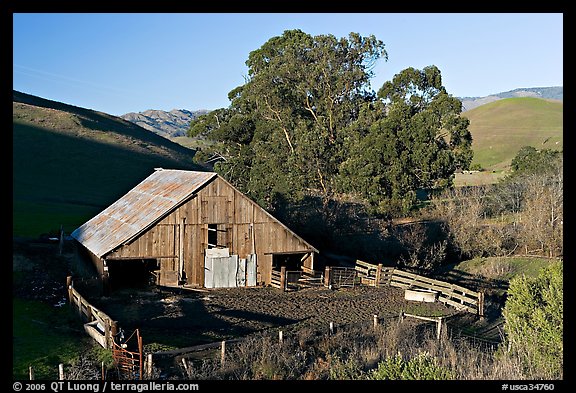 Barn and cattle-raising area. California, USA