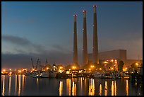 Morro Bay power plant at dusk. Morro Bay, USA