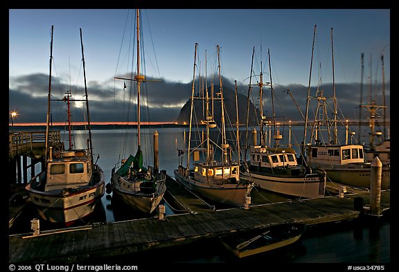 Fishing boats at dusk. Morro Bay, USA