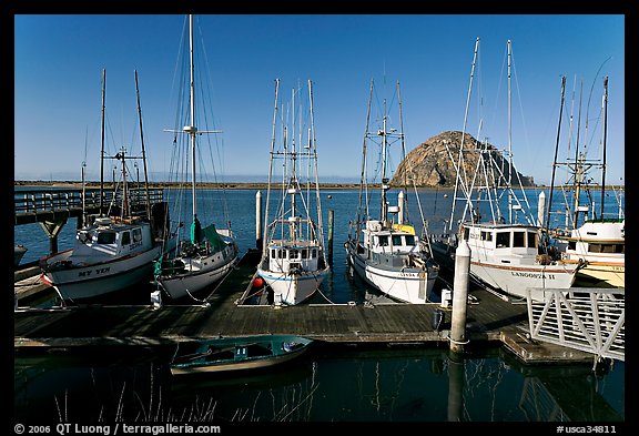 Harbor and Morro Rock, morning. Morro Bay, USA