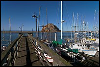 Deck, harbor, and Morro Rock. Morro Bay, USA