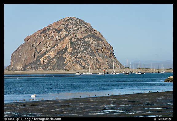 Yachts and Morro Rock. Morro Bay, USA (color)