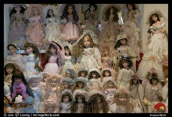 Danish dolls at Andersen gift shop. California, USA (color)