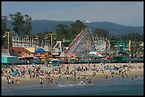 Beach and boardwalk in summer, afternoon. Santa Cruz, California, USA