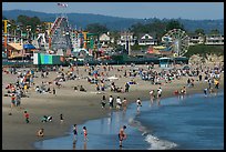 Beach and seaside amusement park on a summer afternoon. Santa Cruz, California, USA