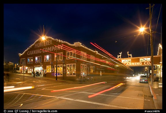 Cannery row at night. Monterey, California, USA