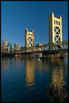 Tower bridge and Sacramento River, late afternoon. Sacramento, California, USA (color)