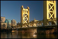 Tower bridge, a 1935 drawbridge, late afternoon. Sacramento, California, USA