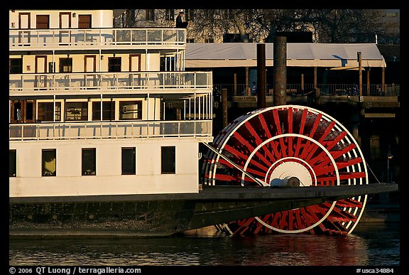 Paddle Wheel of the steamer  Delta King. Sacramento, California, USA (color)