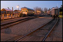 Railroad tracks and cars, Old Sacramento. Sacramento, California, USA (color)