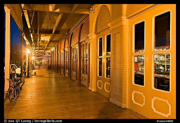 Old Sacramento gallery at night. Sacramento, California, USA (color)