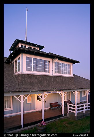 South Bay Yacht club at dusk, Alviso. San Jose, California, USA (color)