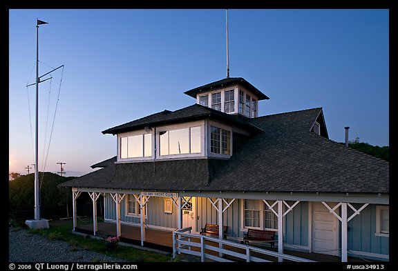 South Bay Yacht club at twilight, Alviso. San Jose, California, USA