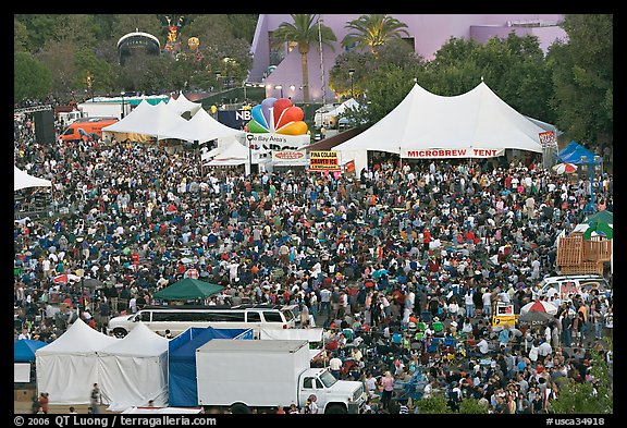 Crowds in Guadalupe River Park, Independence Day. San Jose, California, USA (color)