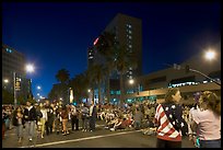 Families waiting for fireworks on Almaden street, Independence Day. San Jose, California, USA (color)
