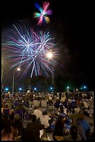 Families watching fireworks, Independence Day. San Jose, California, USA (color)