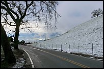 Mount Hamilton road, snowy hills,  and Silicon Valley. San Jose, California, USA ( color)