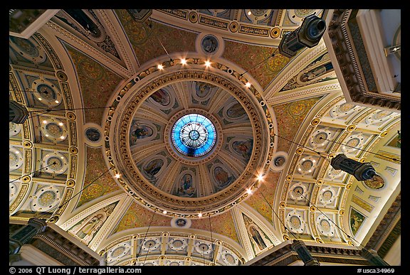 Dome of Cathedral Saint Joseph from inside. San Jose, California, USA (color)