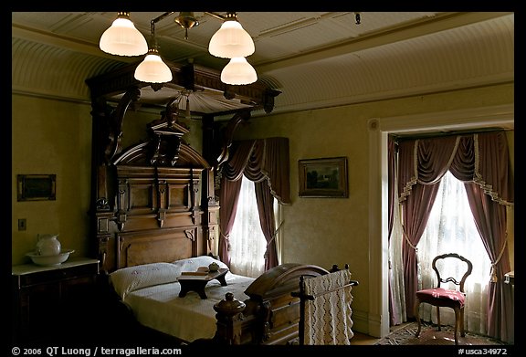 Room where Mrs Winchester died. Winchester Mystery House, San Jose, California, USA (color)