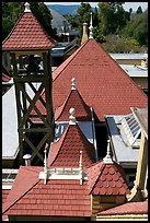 Rooftop detail. Winchester Mystery House, San Jose, California, USA (color)