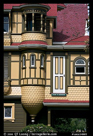 Door to nowhere. Winchester Mystery House, San Jose, California, USA (color)