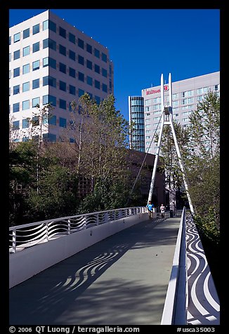 Footbridge on the Guadalupe River. San Jose, California, USA