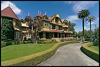 Gardens and facade. Winchester Mystery House, San Jose, California, USA