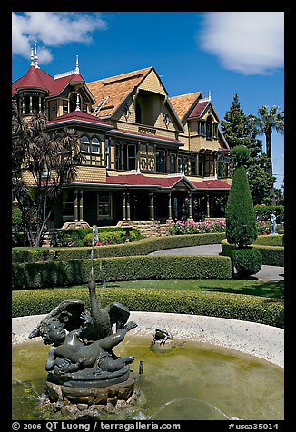 Fountain and facade. Winchester Mystery House, San Jose, California, USA