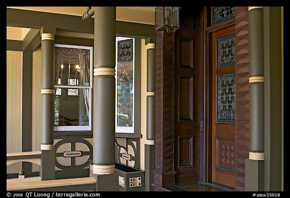 Entrance porch. Winchester Mystery House, San Jose, California, USA (color)