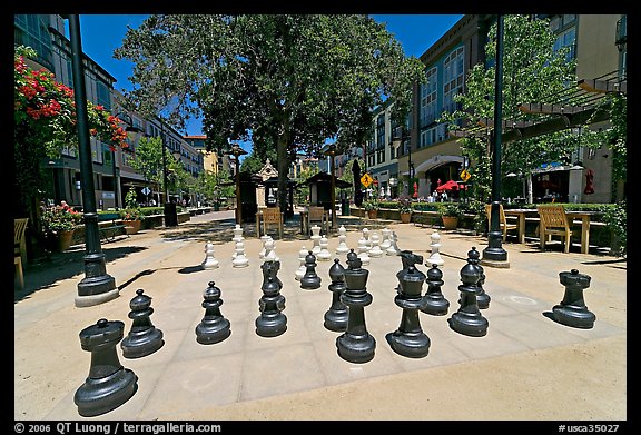 Giant Chess set. Santana Row, San Jose, California, USA (color)