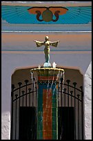 Statue and fountain, Rosicrucian Park. San Jose, California, USA (color)