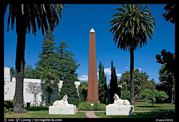 Sphynx and Obelisk, Rosicrucian Park. San Jose, California, USA