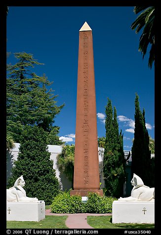 Oblisk and Sphynx, Rosicrucian Museum. San Jose, California, USA (color)