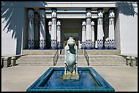 Statue of hippopotamus Taweret and  Rosicrucian Museum. San Jose, California, USA (color)