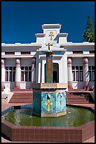 Fountain and temple, Rosicrucian Park. San Jose, California, USA ( color)